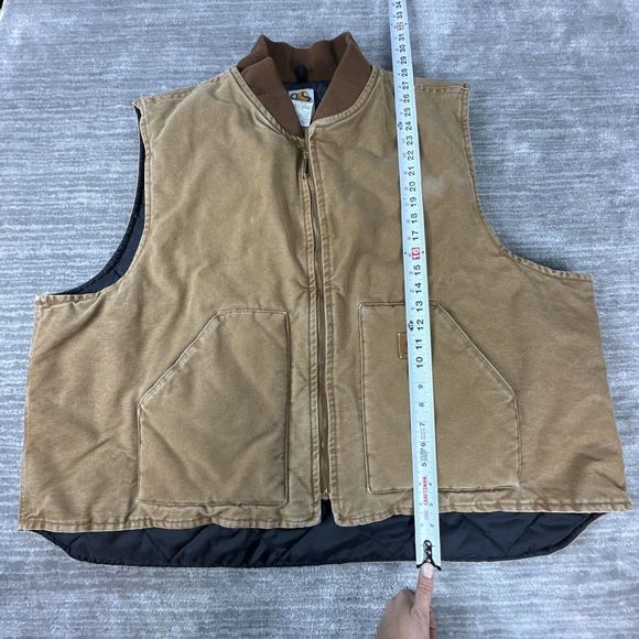 CARHARTT V02 Duck Canvas Vest Quilt Lined Brown Vintage USA Made Size 4XL - Picture 8 of 9